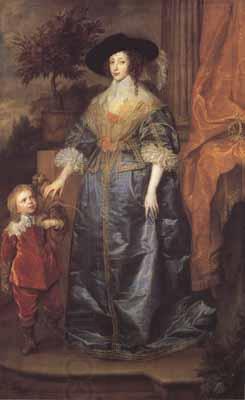 Anthony Van Dyck Portrait of queen henrietta maria with sir jeffrey hudson (mk03) China oil painting art